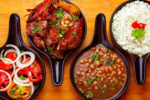 ブラジルの家庭料理の盛り合わせ