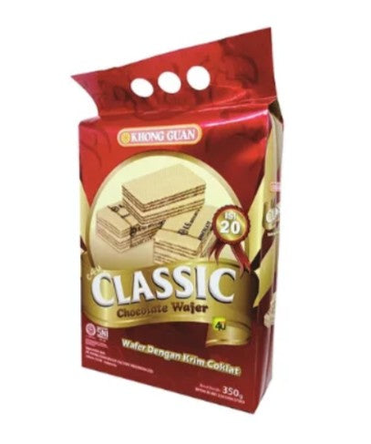 Khong Guan クラシック チョコウェハース 350g - 甘くクリーミーなサクサク食感 / Khong Guan Classic Chocolate Wafer 350g（12×2cs）